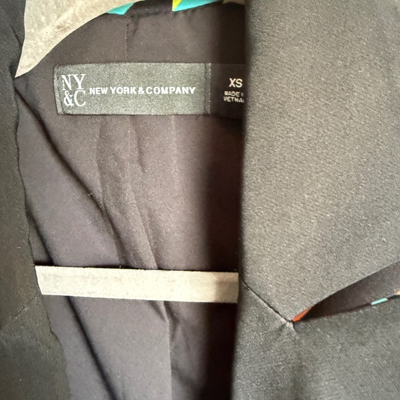 New York & Company Neon Houndstooth Double Breasted Blazer Black Multi XS - Picture 3 of 7